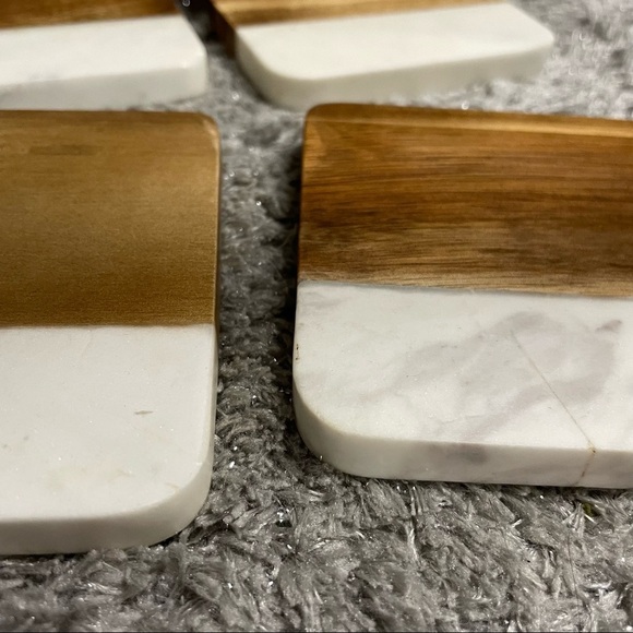 Coasters dark wood and marble details set of 4 - Picture 4 of 6